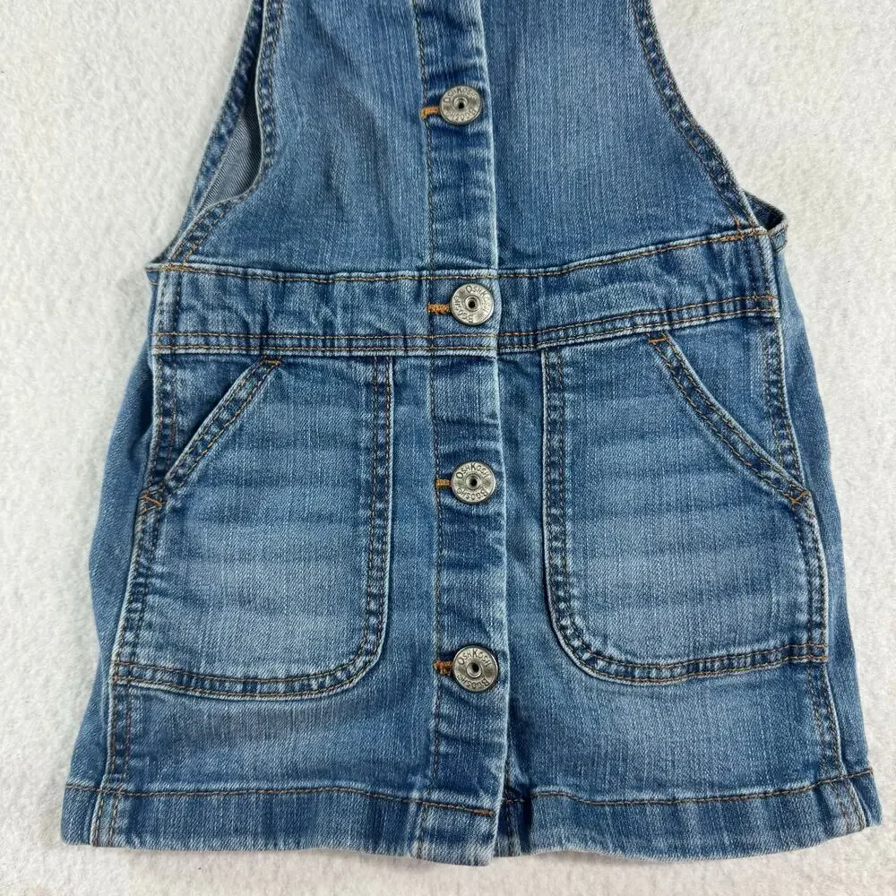 OshKosh B'Gosh 3T/3A Toddle Jean Overall Dress Snap front Buttons Osh Kosh